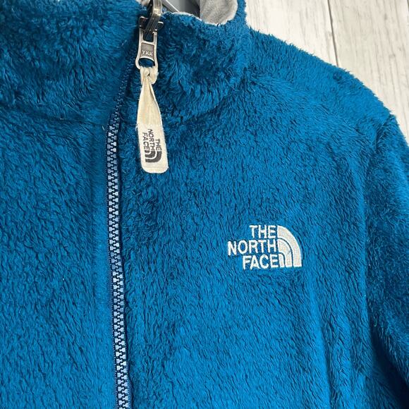 North Face Teal Blue Long Sleeve Zip Up Pockets Fleece Sweater Jacket Small - Picture 3 of 15